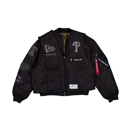 Alpha Industries x Philadelphia Phillies Black 2-in-1 MA-1 Flight Jacket + Vest