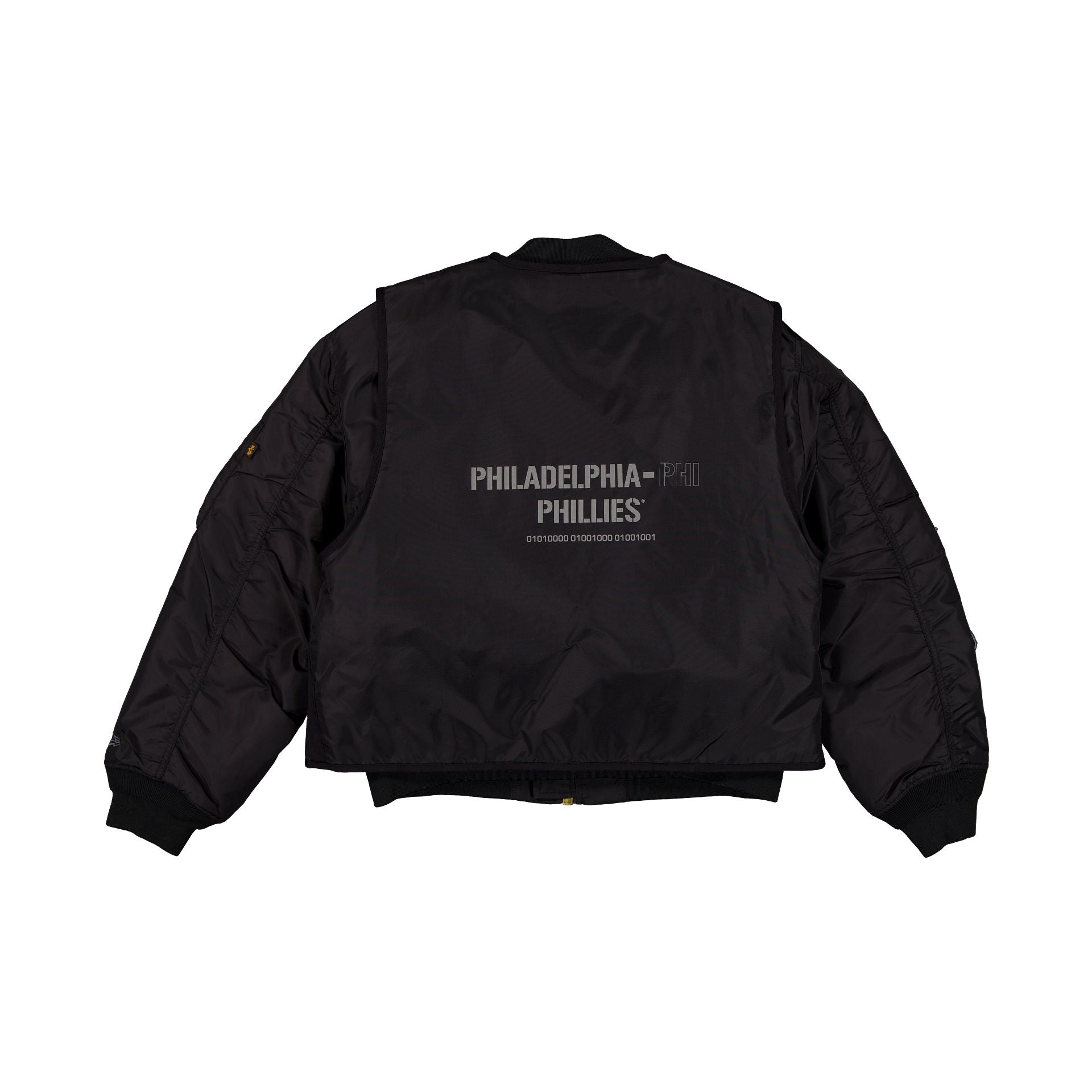 Alpha Industries x Philadelphia Phillies Black 2-in-1 MA-1 Flight Jacket + Vest