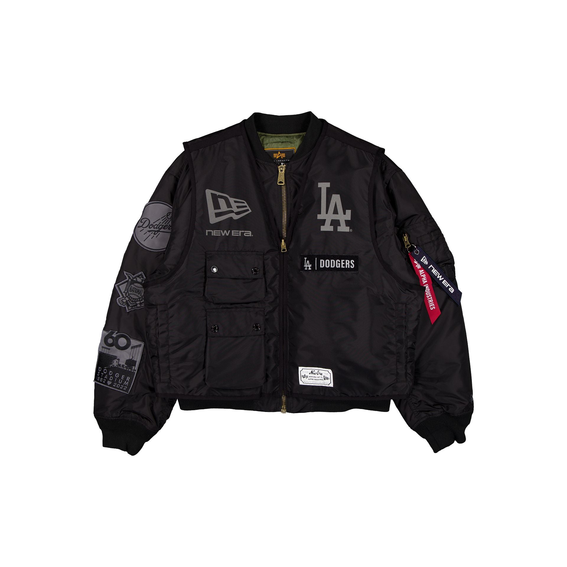 Alpha Industries x Los Angeles Dodgers Black 2-in-1 MA-1 Flight Jacket + Vest