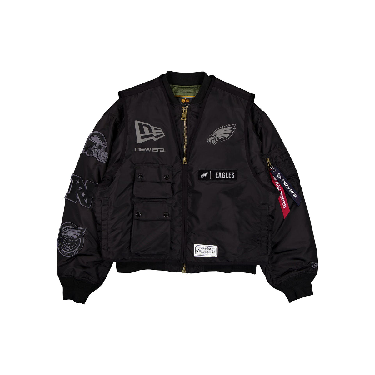Alpha Industries x Philadelphia Eagles Black 2-in-1 MA-1 Flight Jacket + Vest