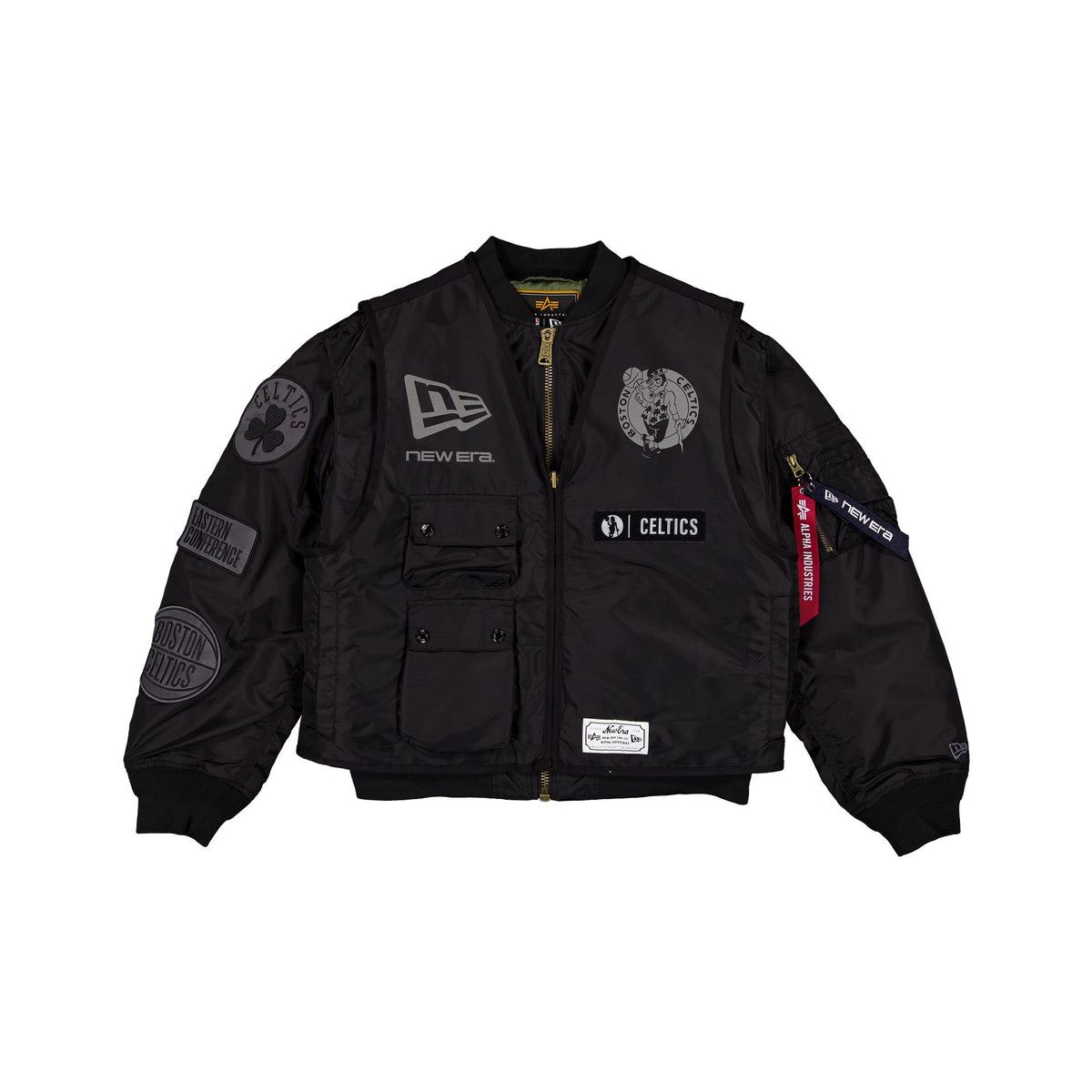 Alpha Industries x Boston Celtics Black 2-in-1 MA-1 Flight Jacket + Vest