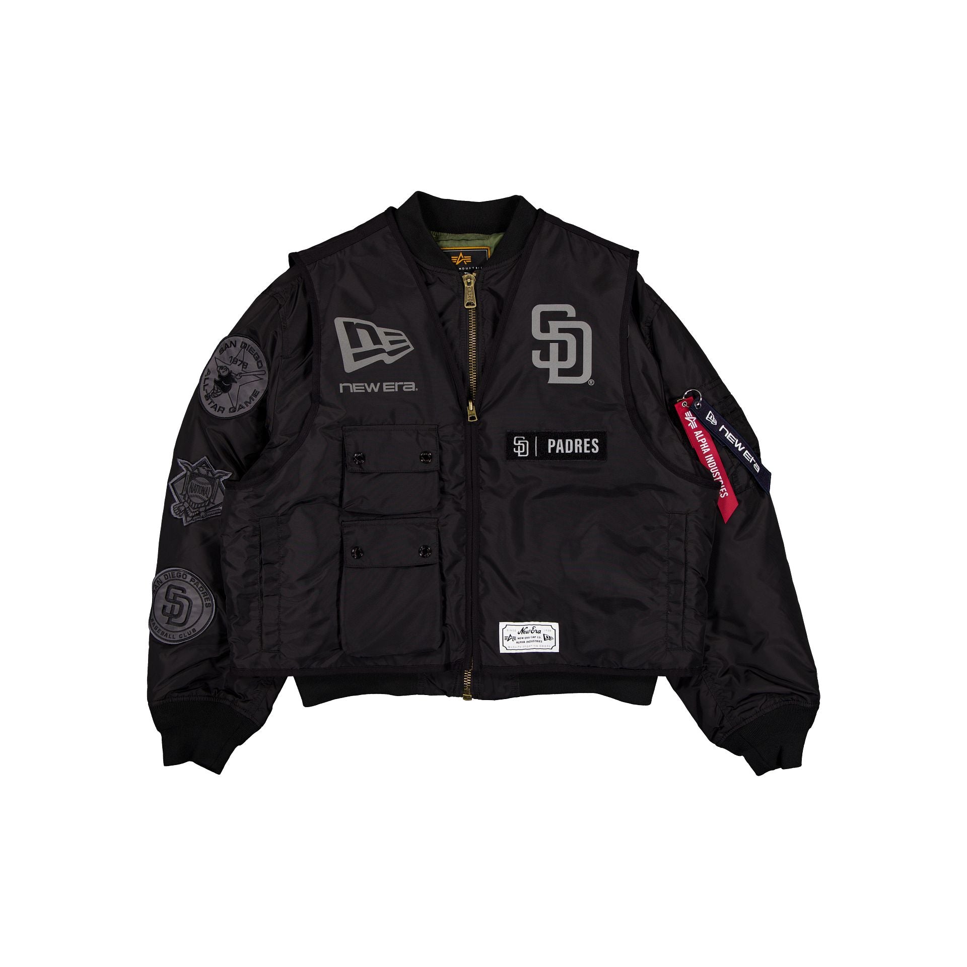 Alpha Industries x San Diego Padres Black 2-in-1 MA-1 Flight Jacket + Vest