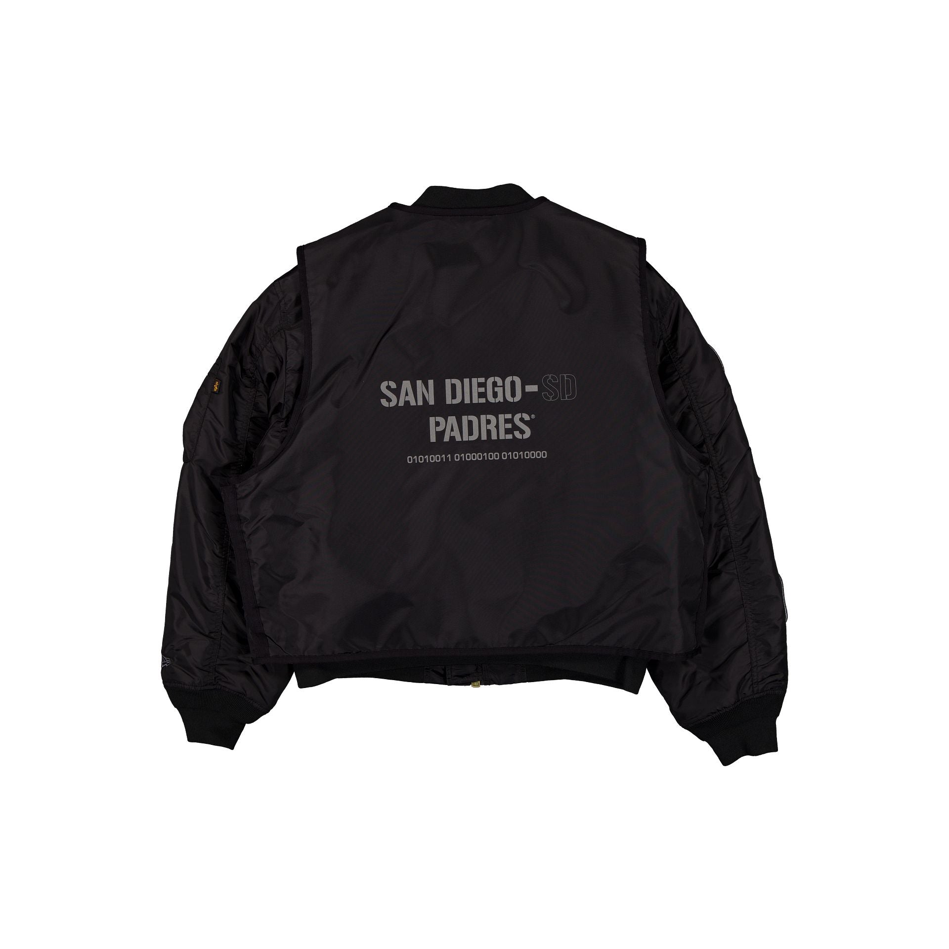 Alpha Industries x San Diego Padres Black 2-in-1 MA-1 Flight Jacket + Vest