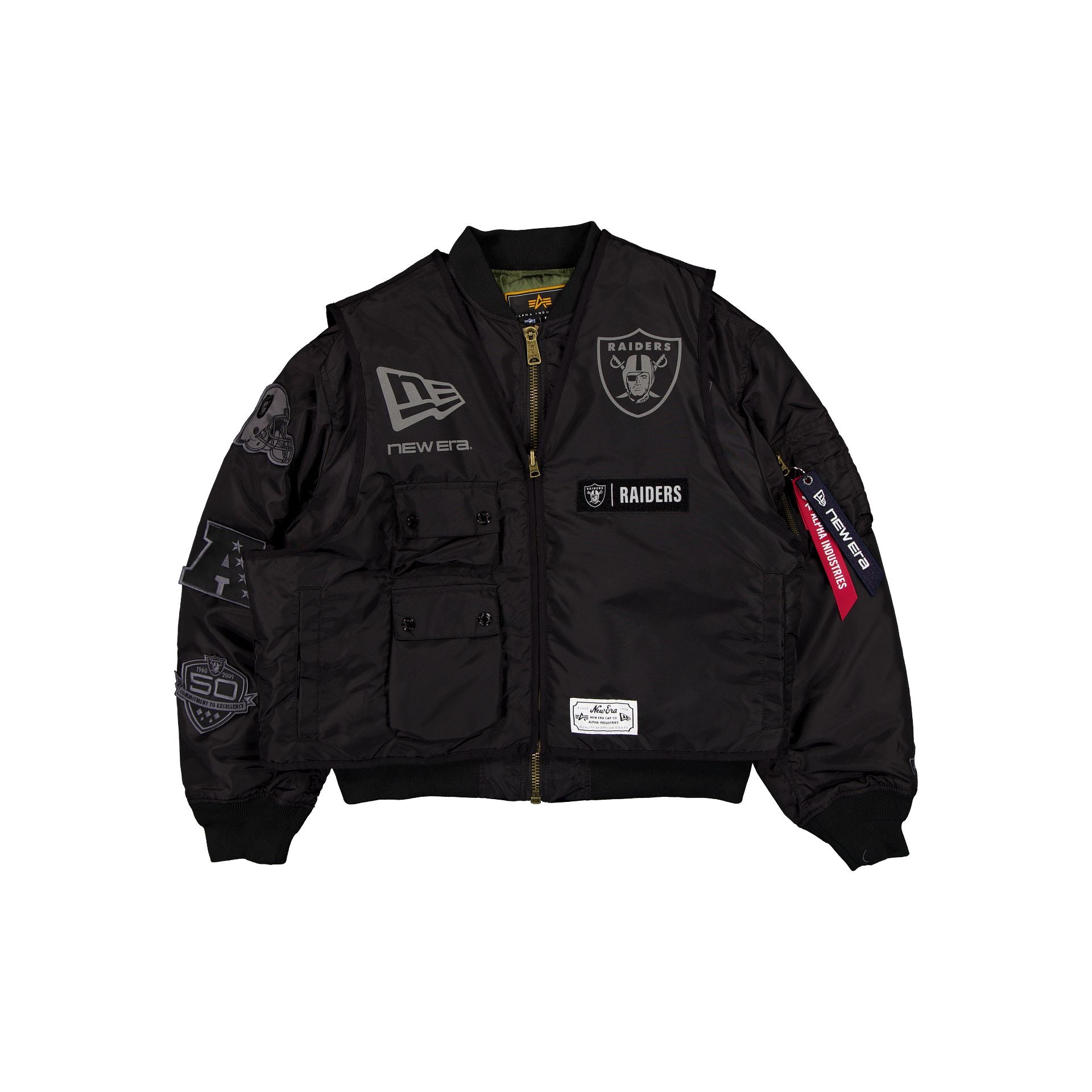 Alpha Industries x Las Vegas Raiders Black 2-in-1 MA-1 Flight Jacket + Vest