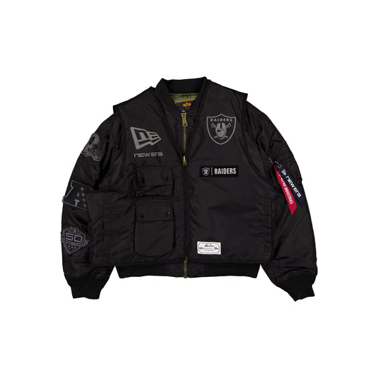 Alpha Industries x Las Vegas Raiders Black 2-in-1 MA-1 Flight Jacket + Vest