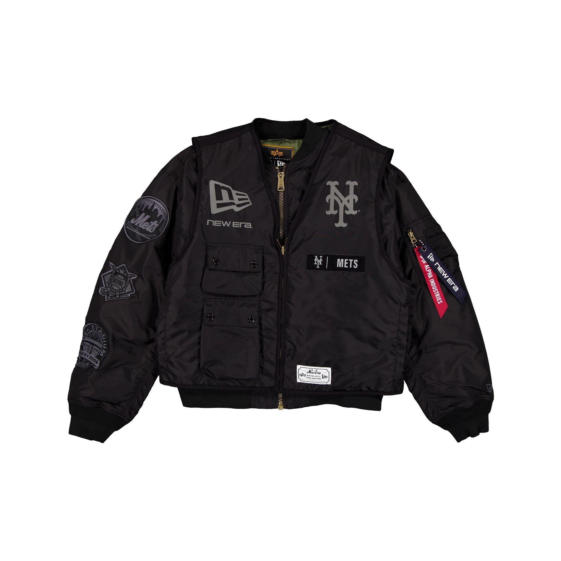 Alpha Industries x New York Mets Black 2-in-1 MA-1 Flight Jacket + Vest