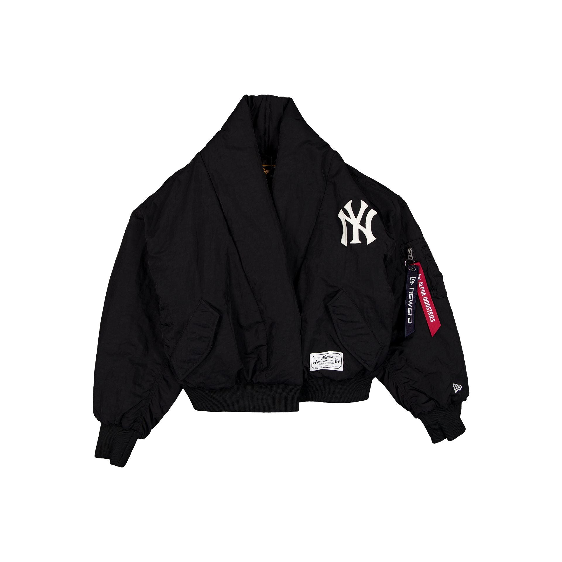 Alpha Industries x New York Yankees Women's Black Shawl Collar Flight Jacket