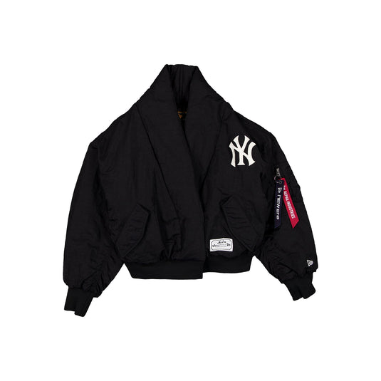 Alpha Industries x New York Yankees Women's Black Shawl Collar Flight Jacket