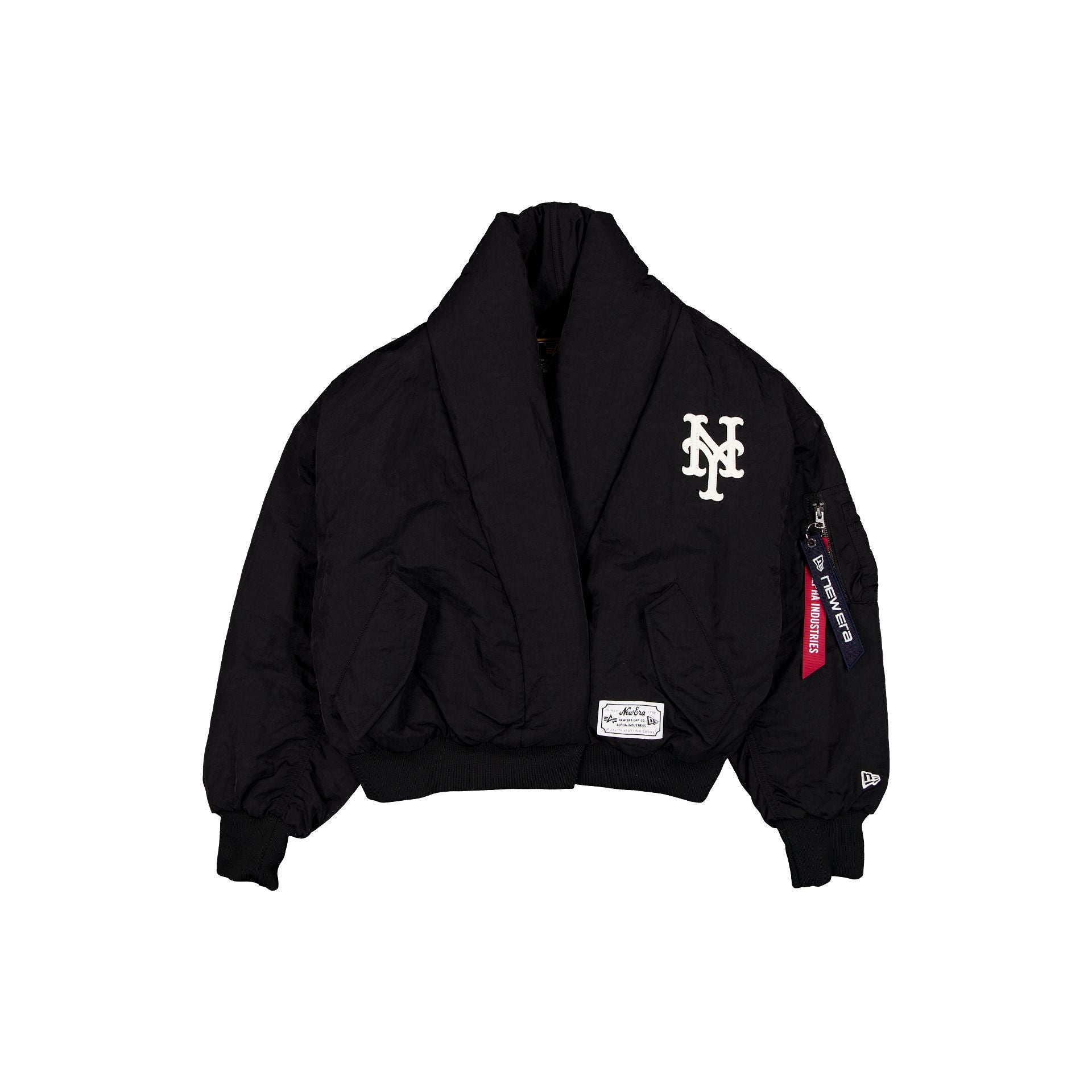 Alpha Industries x New York Mets Women's Black Shawl Collar Flight Jacket