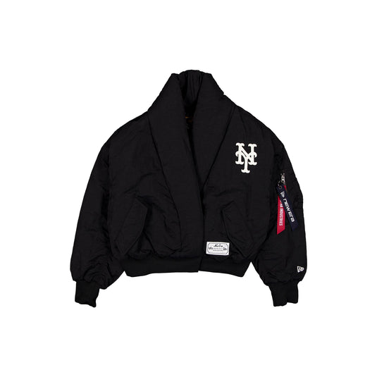 Alpha Industries x New York Mets Women's Black Shawl Collar Flight Jacket