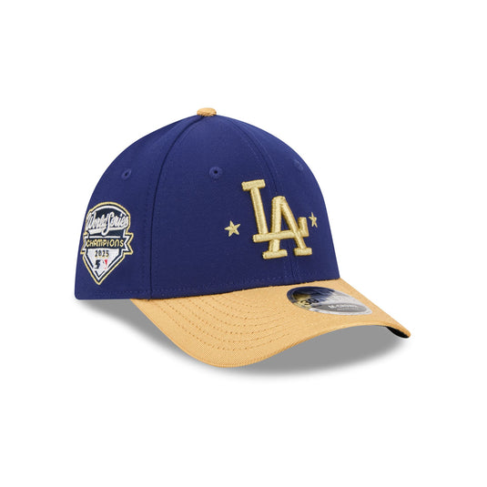 Los Angeles Dodgers Gold 2025 World Series Champions Sidepatch 39THIRTY M-Crown Stretch Fit Hat - New Era Cap