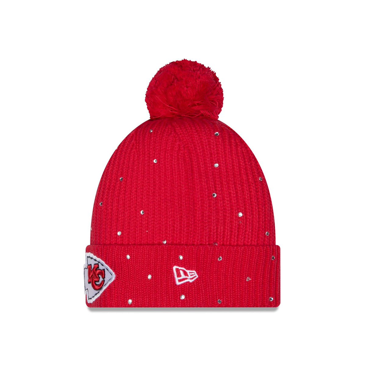 Kansas City Chiefs Women's Rhinestone Pom Knit Hat