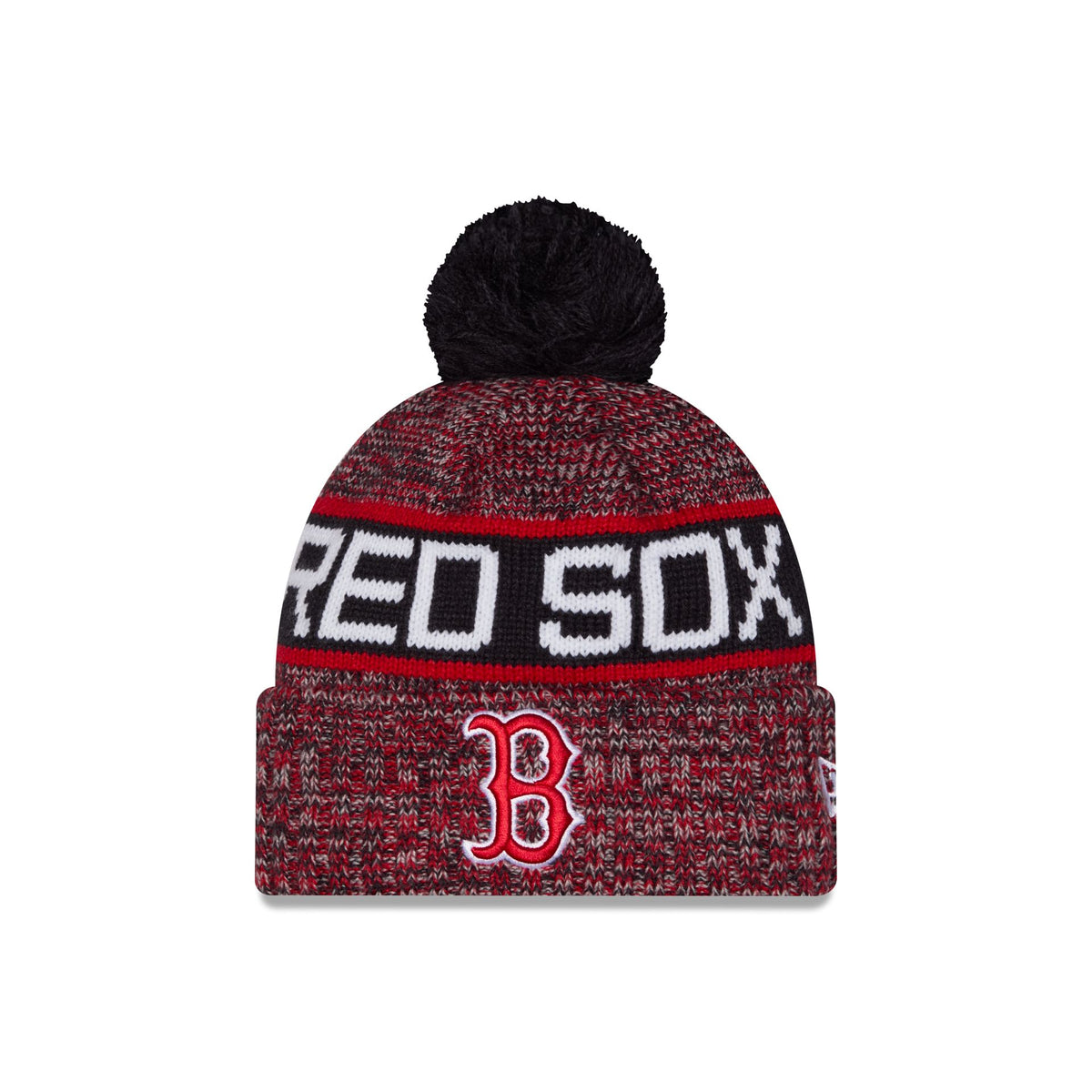Boston Red Sox Tri Color Pom Knit Hat