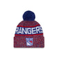 New York Rangers Tri Color Pom Knit Hat