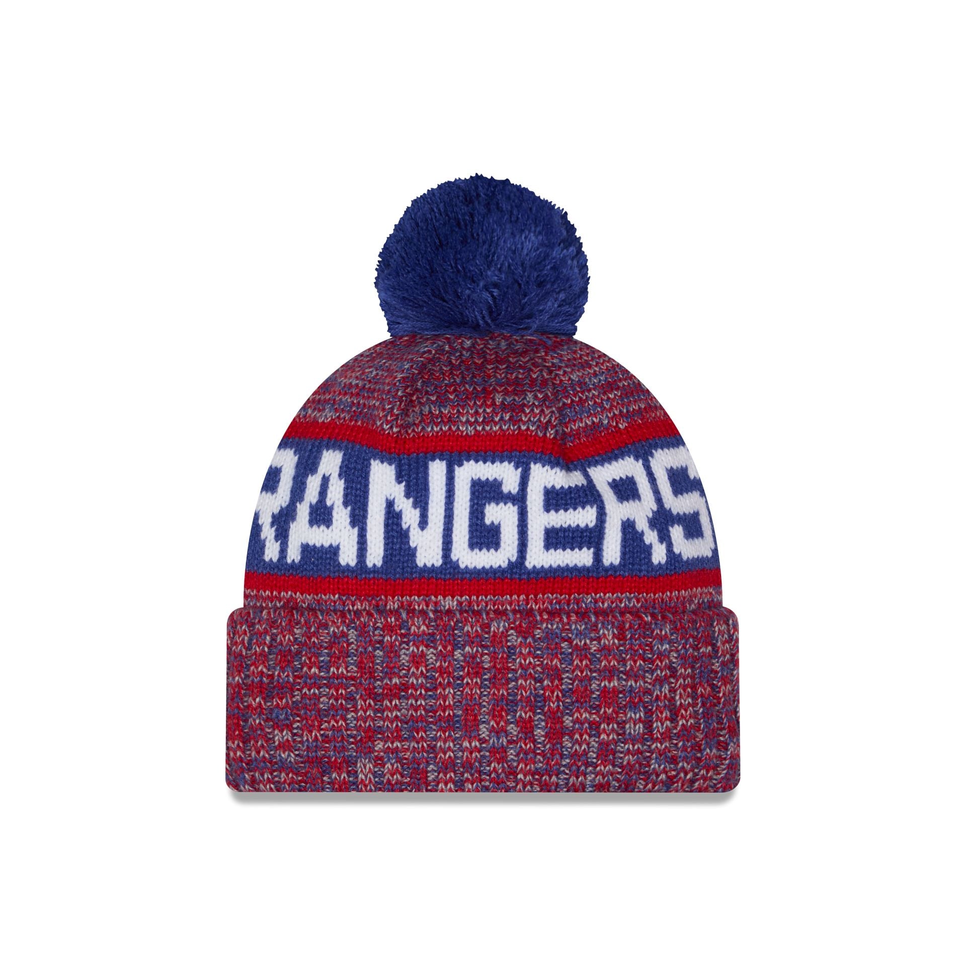 New York Rangers Tri Color Pom Knit Hat