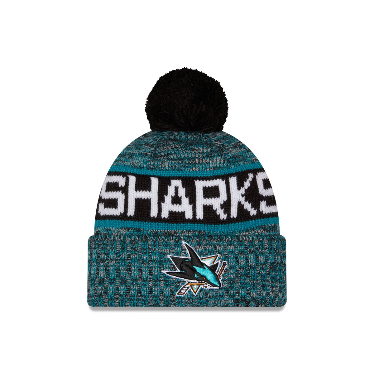 San Jose Sharks Tri Color Pom Knit Hat
