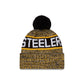 Pittsburgh Steelers Tri Color Pom Knit Hat