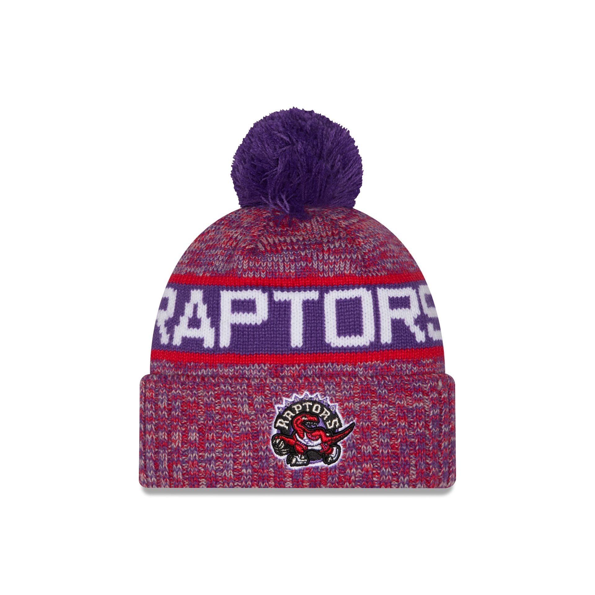 Toronto Raptors Tri Color Pom Knit Hat