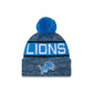Detroit Lions Tri Color Pom Knit Hat