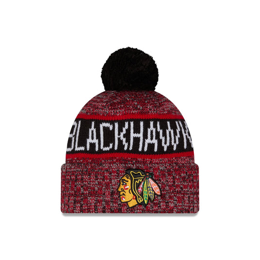 Chicago Blackhawks Tri Color Pom Knit Hat