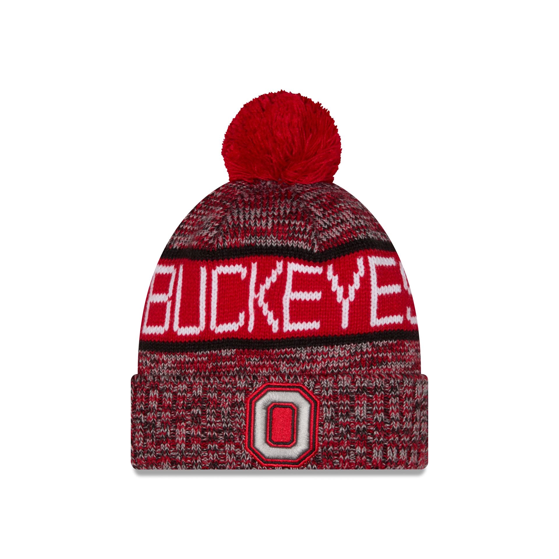 Ohio State Buckeyes Tri Color Pom Knit Hat
