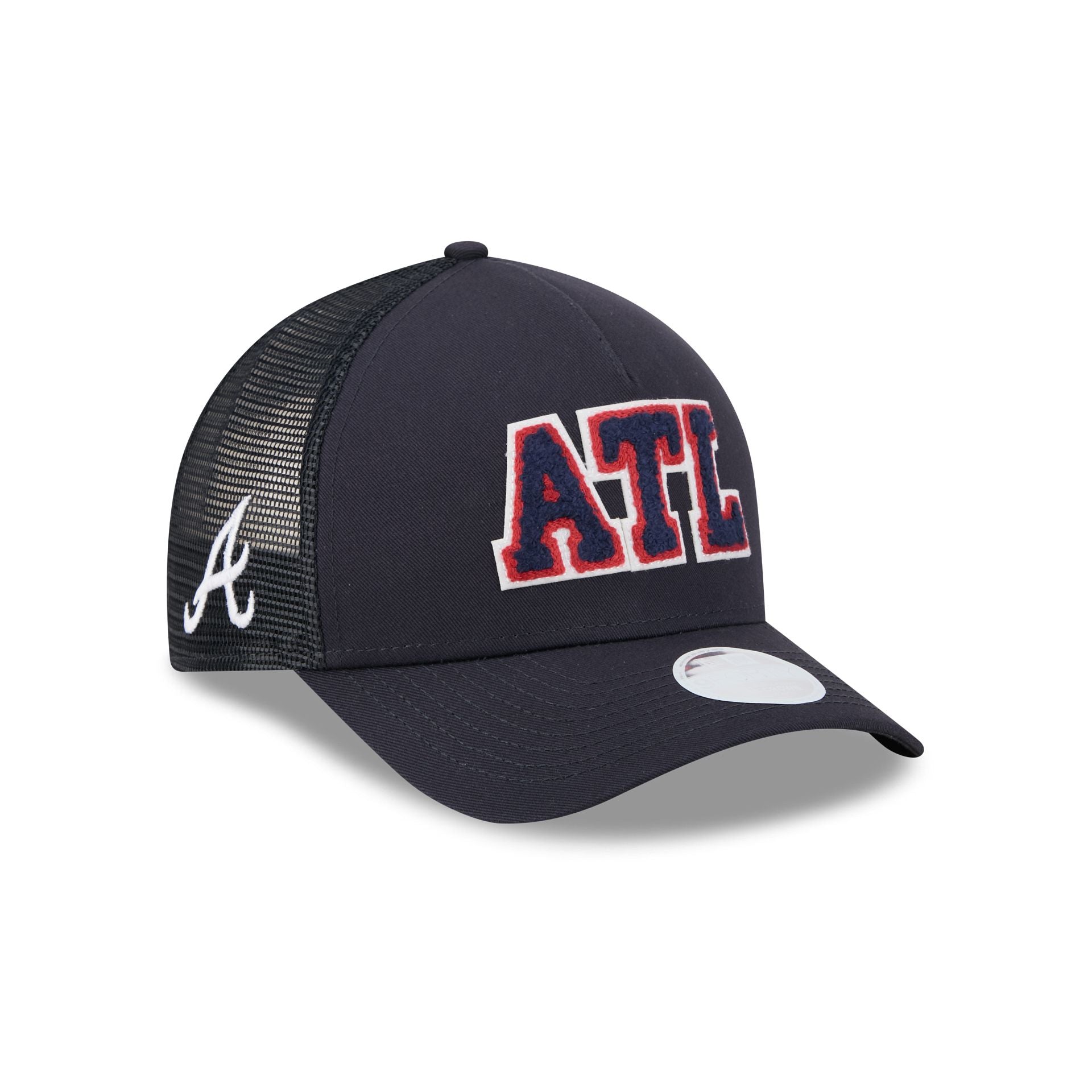 Atlanta Braves Scoreboard Women's 9FORTY M-Crown A-Frame Trucker Hat