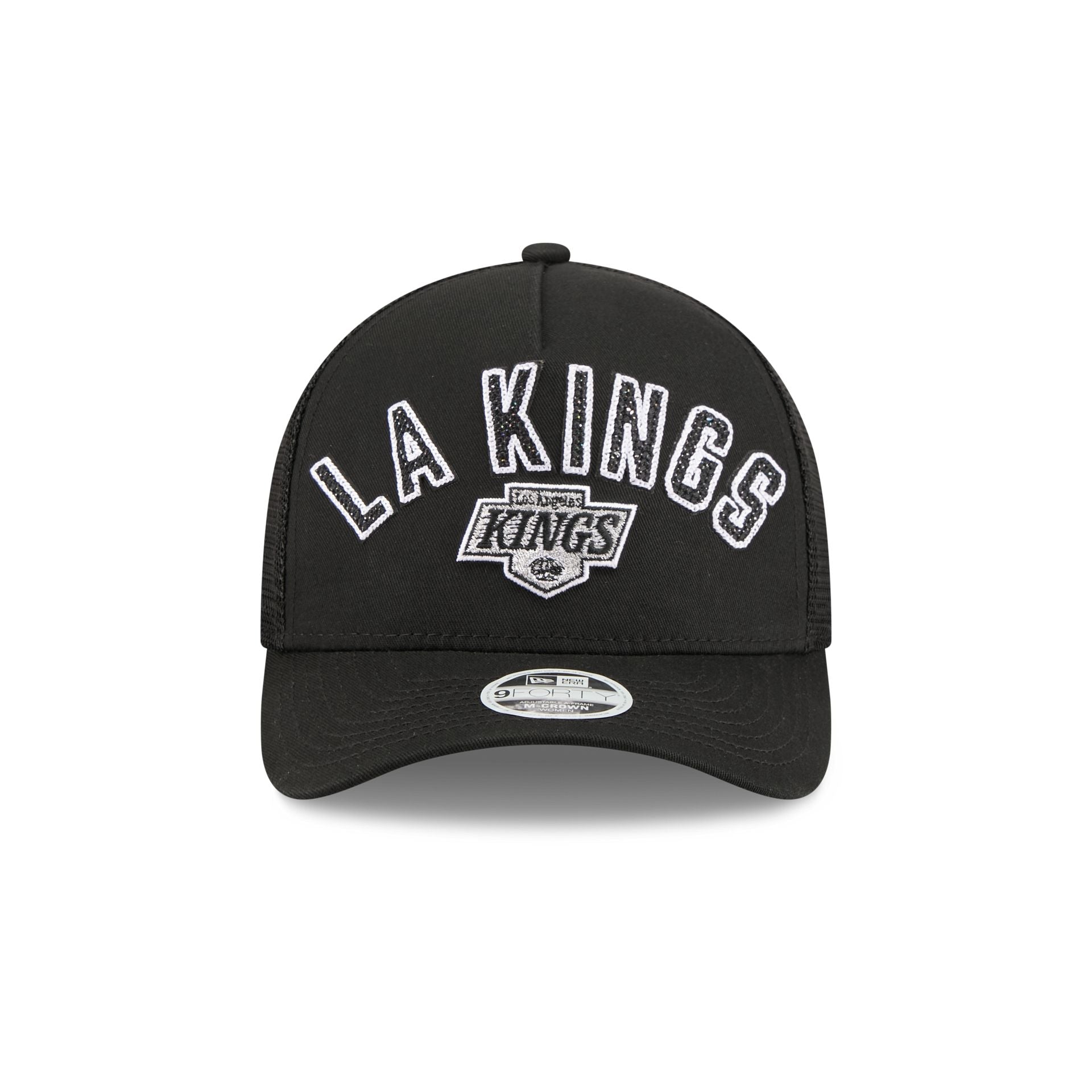 Los Angeles Kings Sequin Wordmark Women's 9FORTY M-Crown A-Frame Trucker Hat