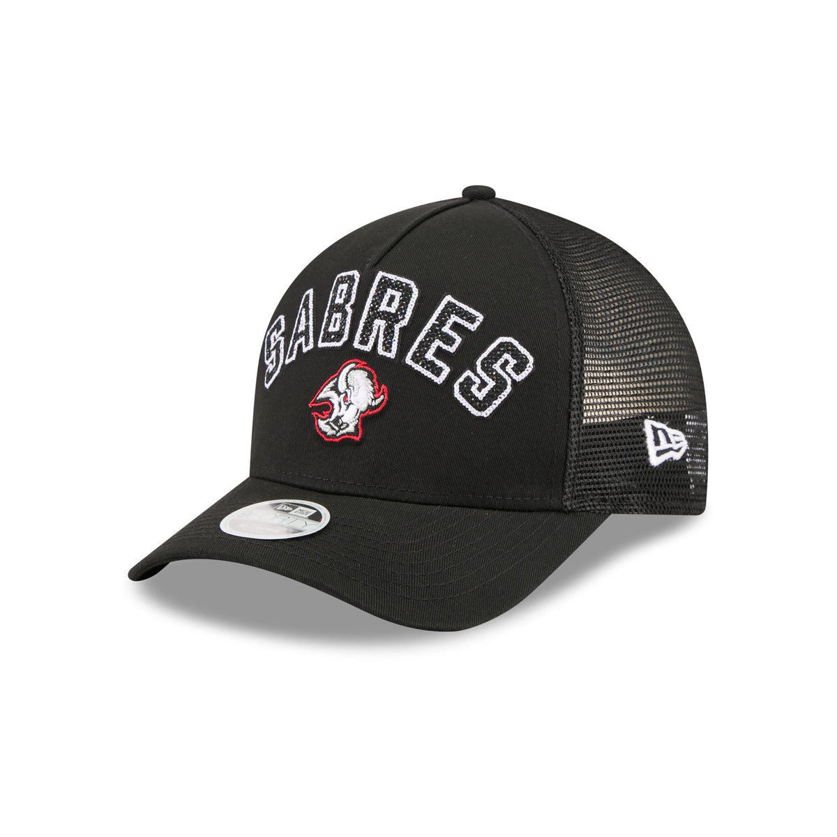 Buffalo Sabres Sequin Wordmark Women's 9FORTY M-Crown A-Frame Trucker Hat
