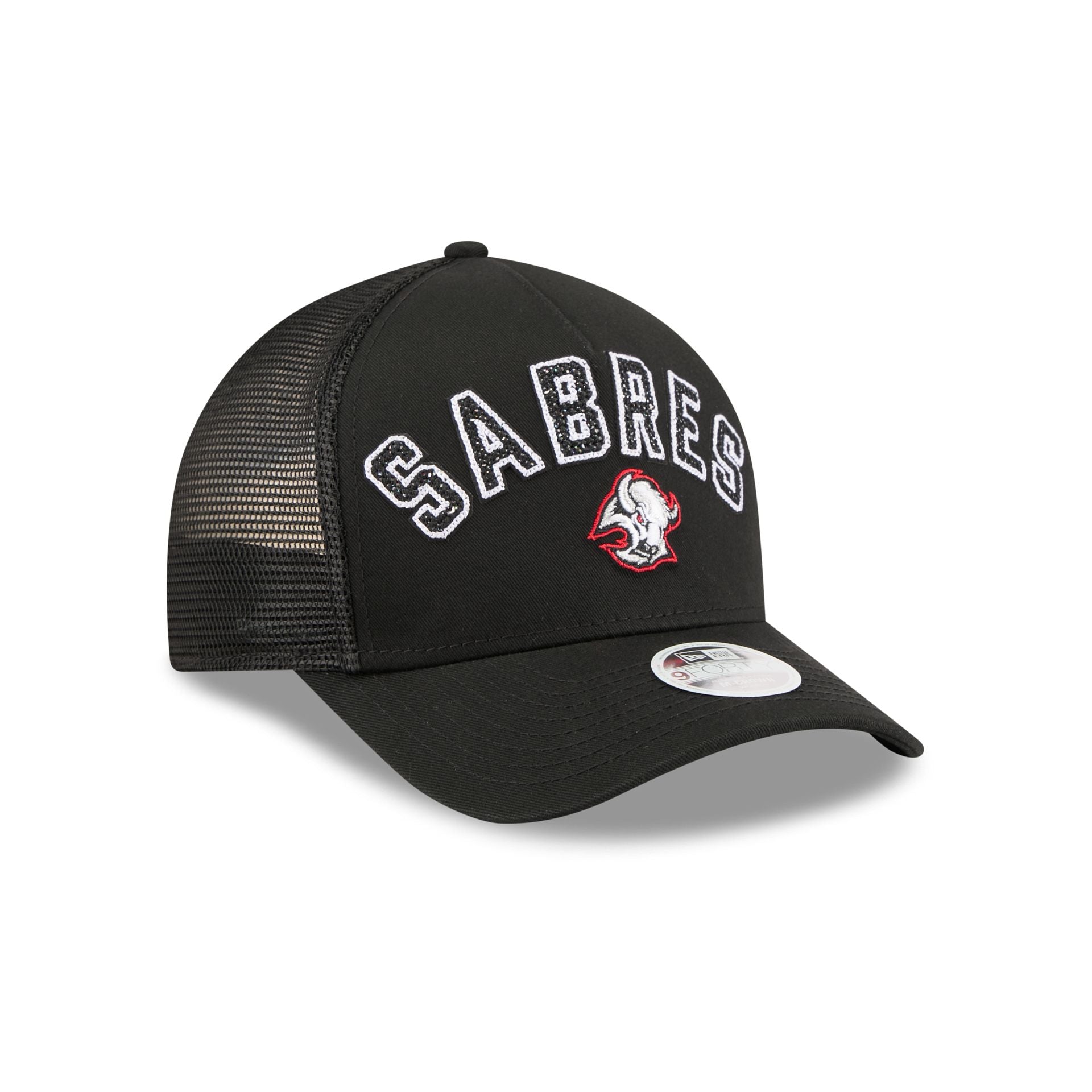 Buffalo Sabres Sequin Wordmark Women's 9FORTY M-Crown A-Frame Trucker Hat