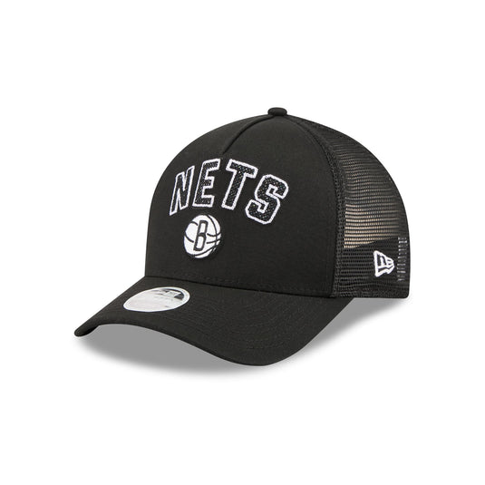 Brooklyn Nets Sequin Wordmark Women's 9FORTY M-Crown A-Frame Trucker Hat