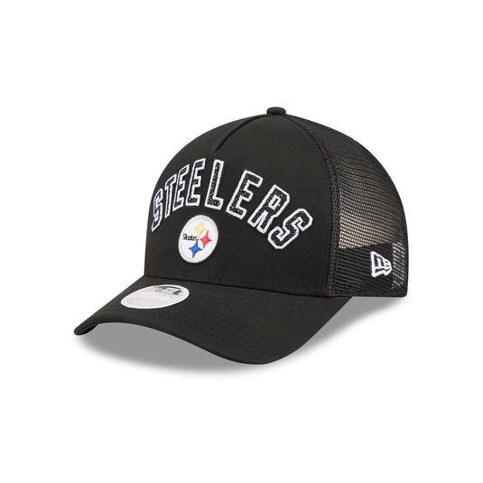 Pittsburgh Steelers Sequin Wordmark Women's 9FORTY M-Crown A-Frame Trucker Hat