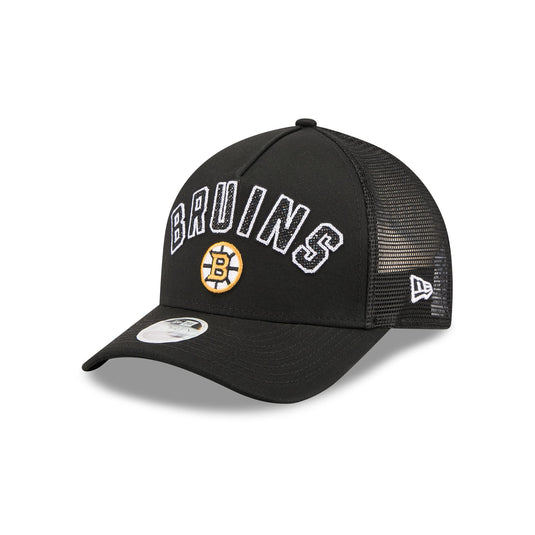 Boston Bruins Sequin Wordmark Women's 9FORTY M-Crown A-Frame Trucker Hat