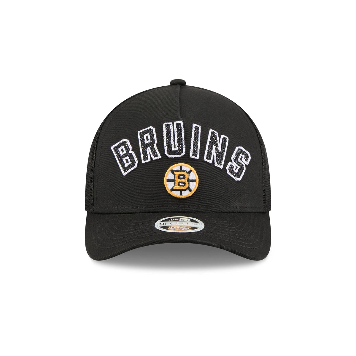 Boston Bruins Sequin Wordmark Women's 9FORTY M-Crown A-Frame Trucker Hat