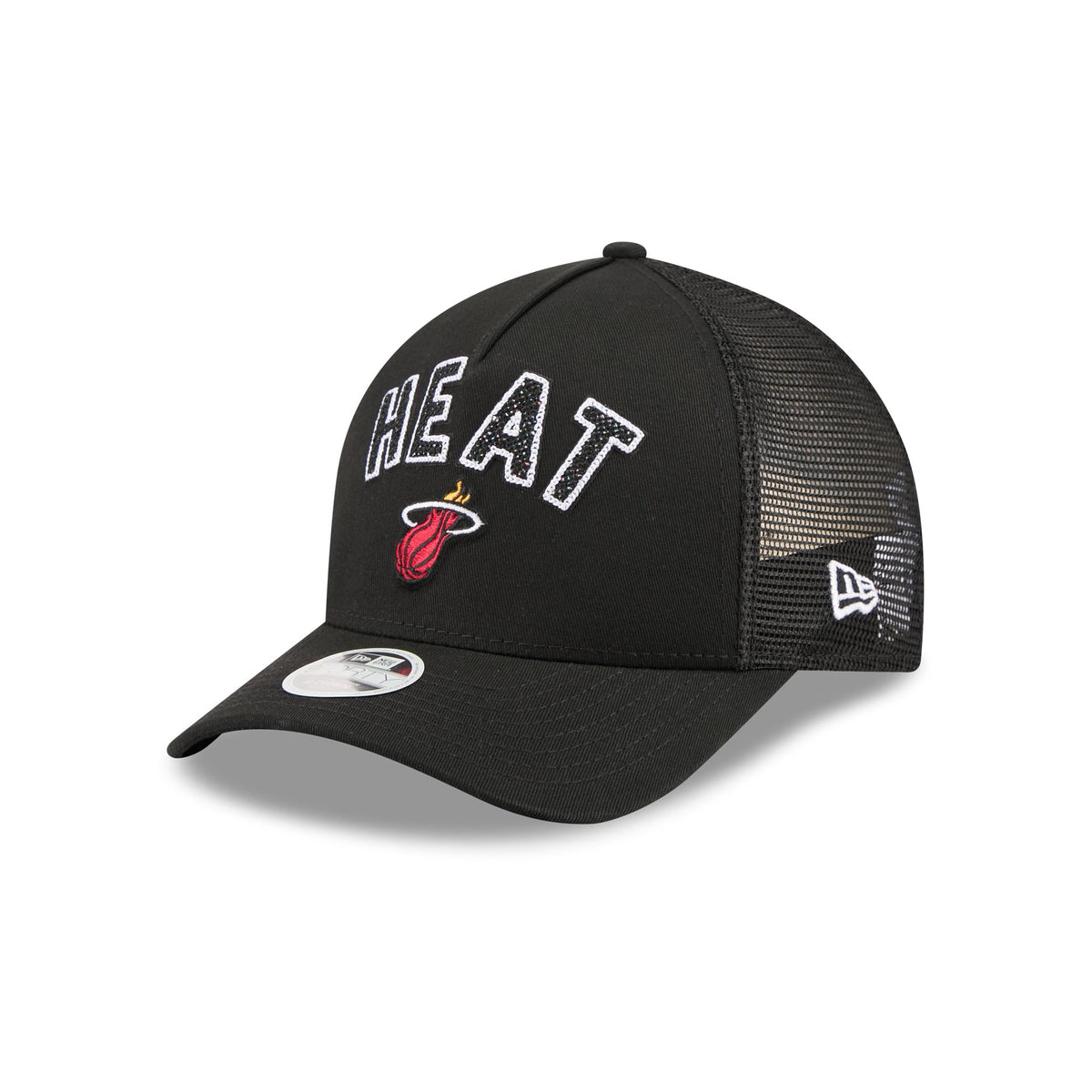Miami Heat Sequin Wordmark Women's 9FORTY M-Crown A-Frame Trucker Hat