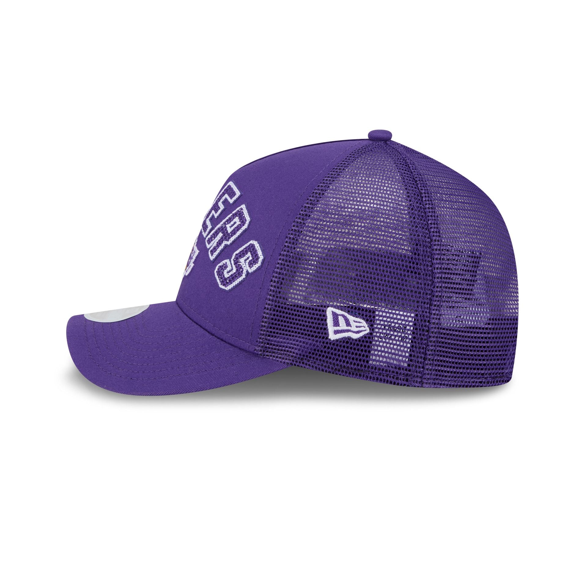 Los Angeles Lakers Sequin Wordmark Women's 9FORTY M-Crown A-Frame Trucker Hat