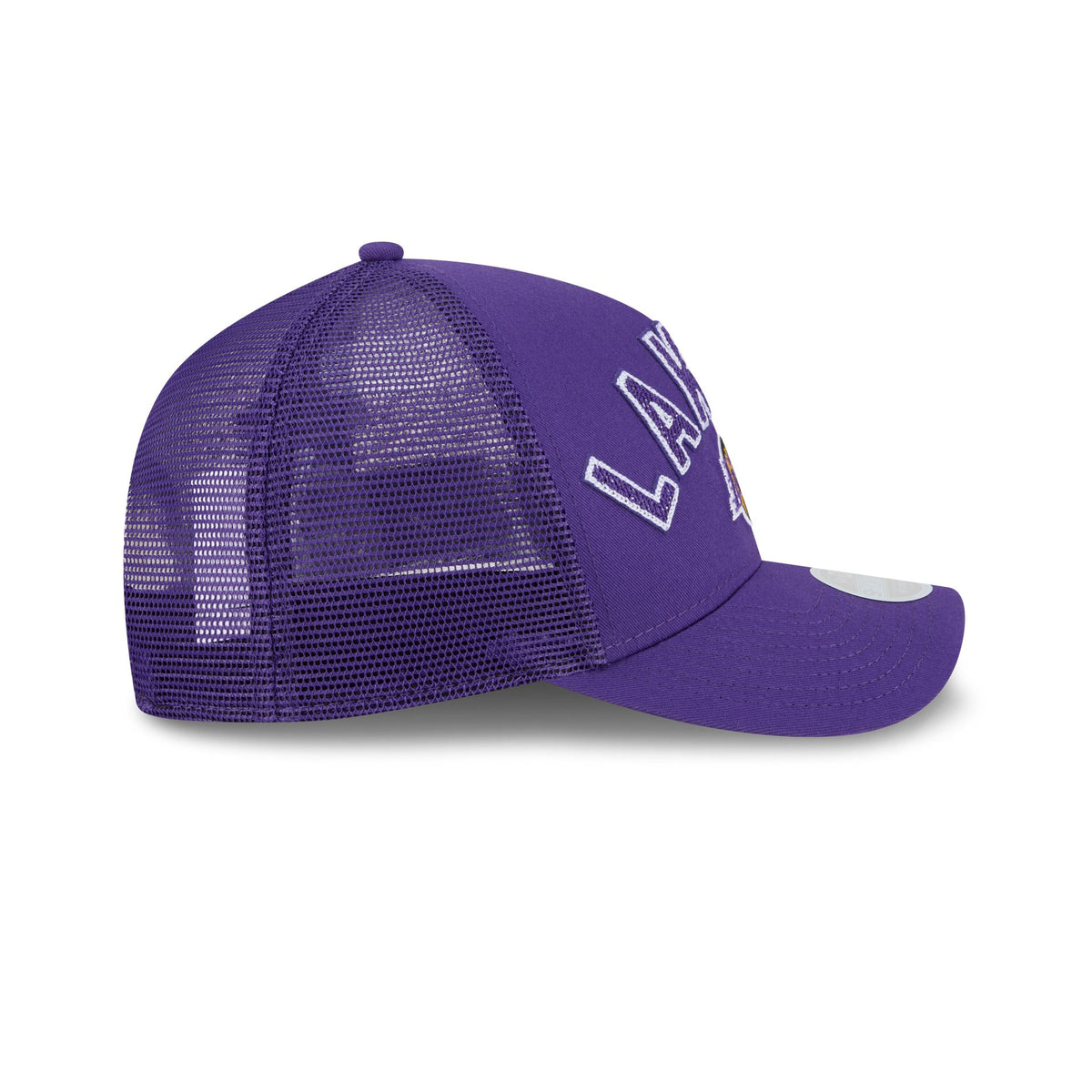 Los Angeles Lakers Sequin Wordmark Women's 9FORTY M-Crown A-Frame Trucker Hat