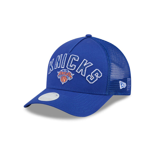 New York Knicks Sequin Wordmark Women's 9FORTY M-Crown A-Frame Trucker Hat