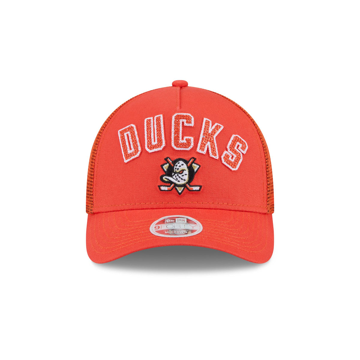 Anaheim Ducks Sequin Wordmark Women's 9FORTY M-Crown A-Frame Trucker Hat
