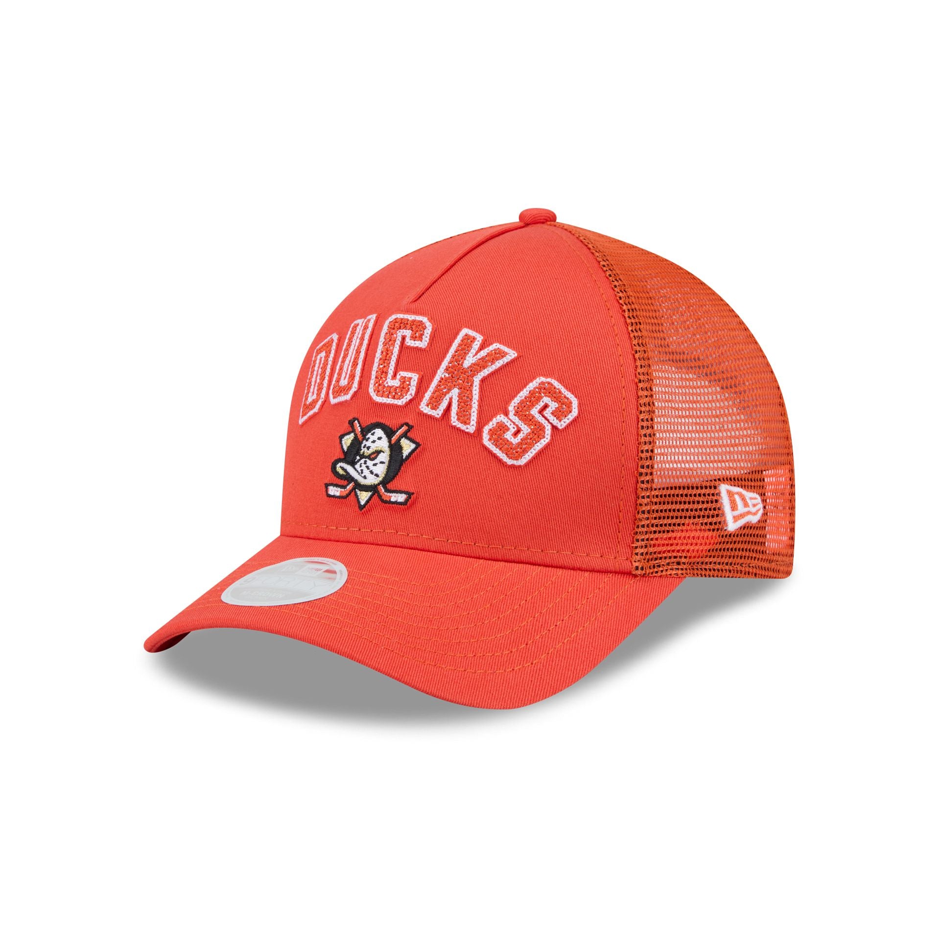 Anaheim Ducks Sequin Wordmark Women's 9FORTY M-Crown A-Frame Trucker Hat