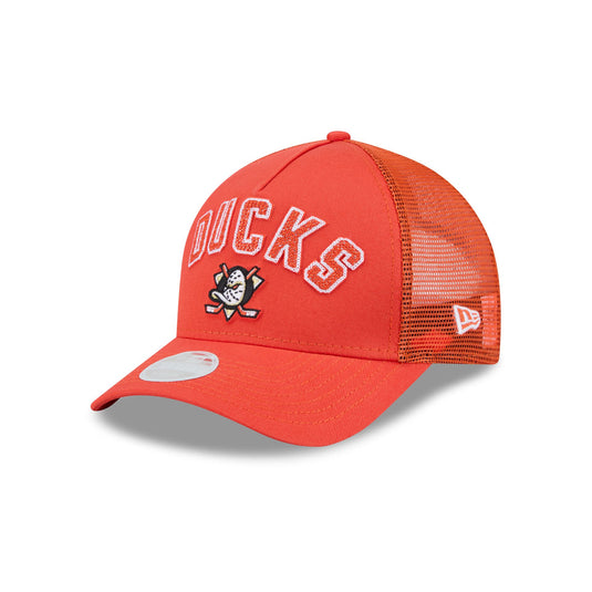 Anaheim Ducks Sequin Wordmark Women's 9FORTY M-Crown A-Frame Trucker Hat