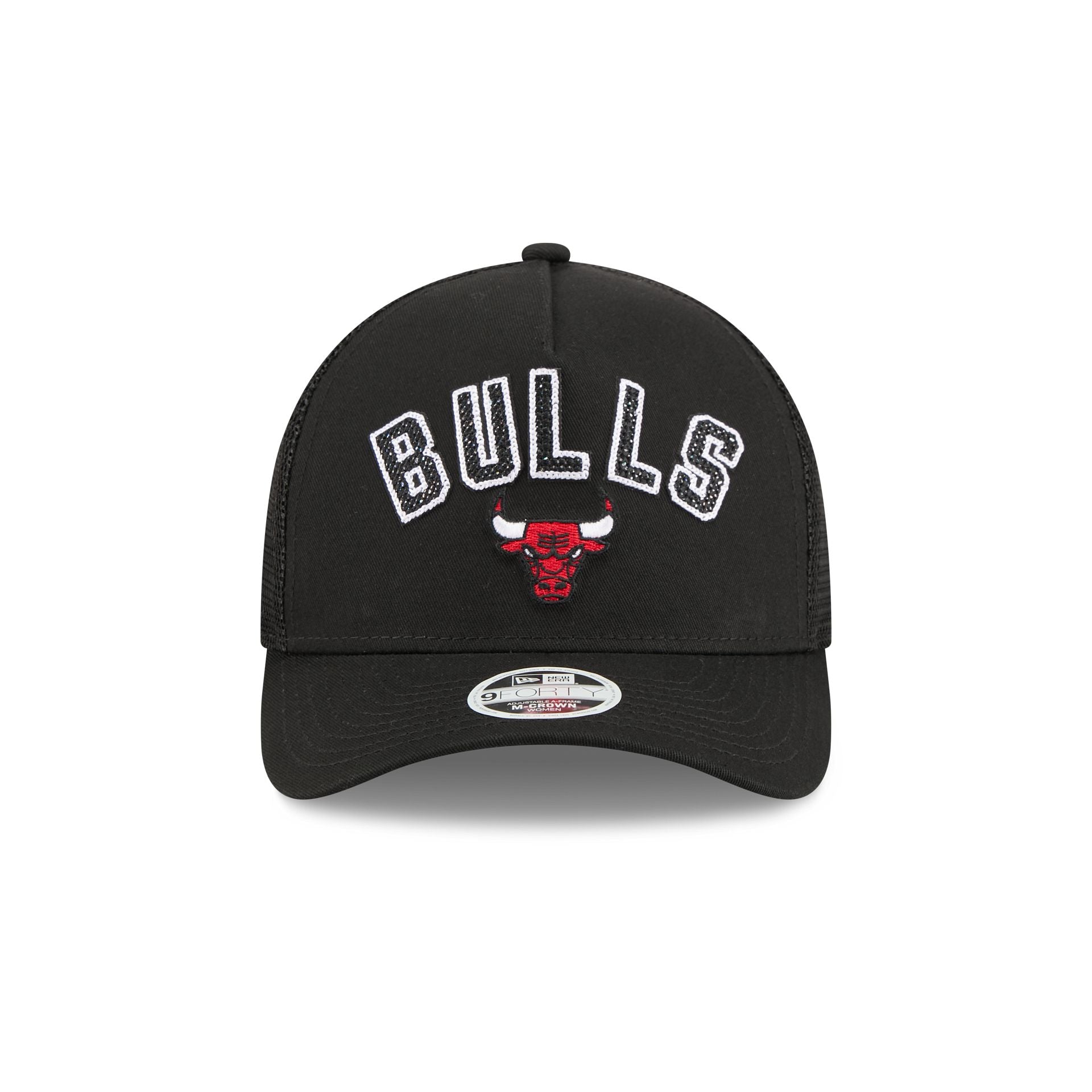 Chicago Bulls Sequin Wordmark Women's 9FORTY M-Crown A-Frame Trucker Hat