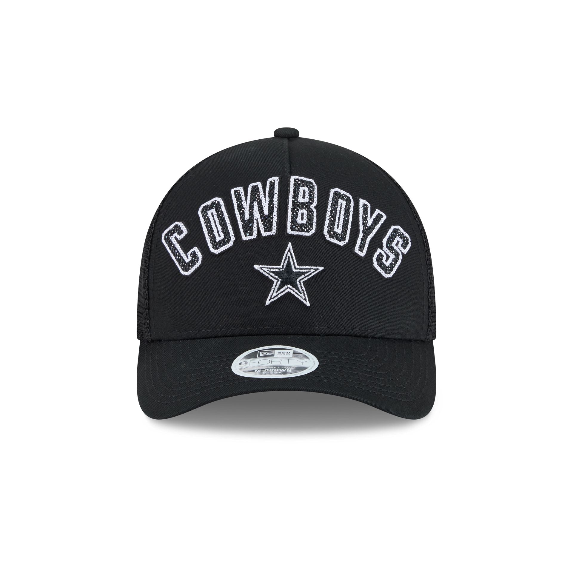 Dallas Cowboys Sequin Wordmark Women's 9FORTY M-Crown A-Frame Trucker Hat