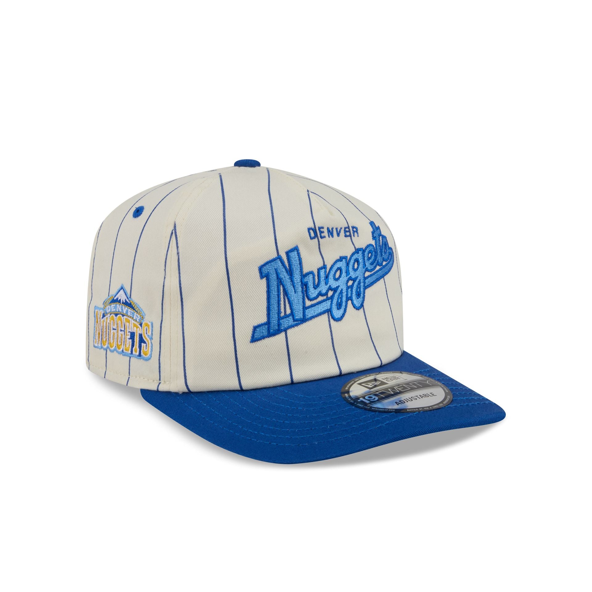 Denver Nuggets Chrome White Pinstripe 19TWENTY Snapback Hat