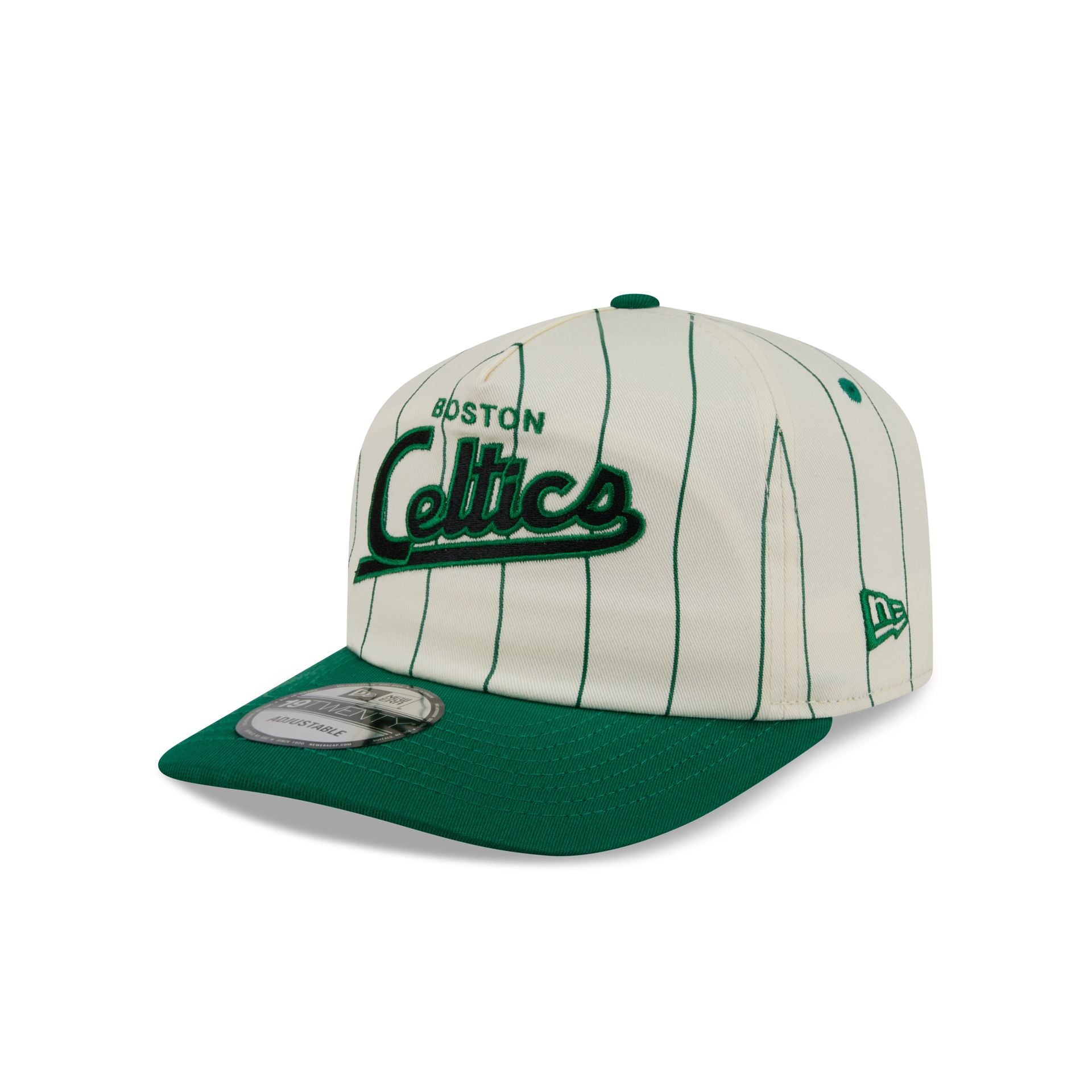 Boston Celtics Chrome White Pinstripe 19TWENTY Snapback Hat