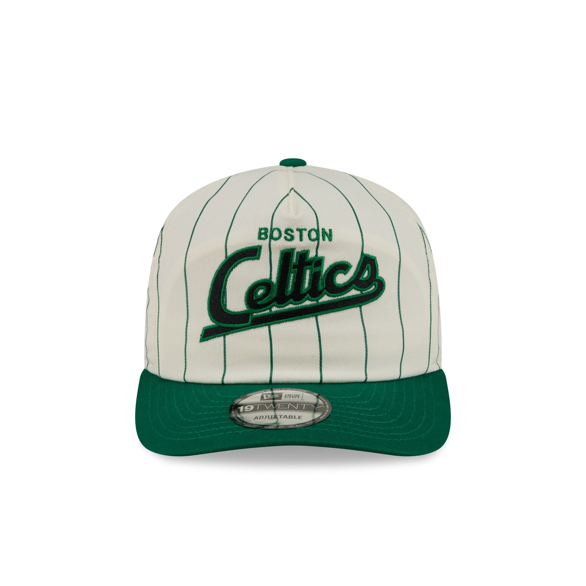 Boston Celtics Chrome White Pinstripe 19TWENTY Snapback Hat