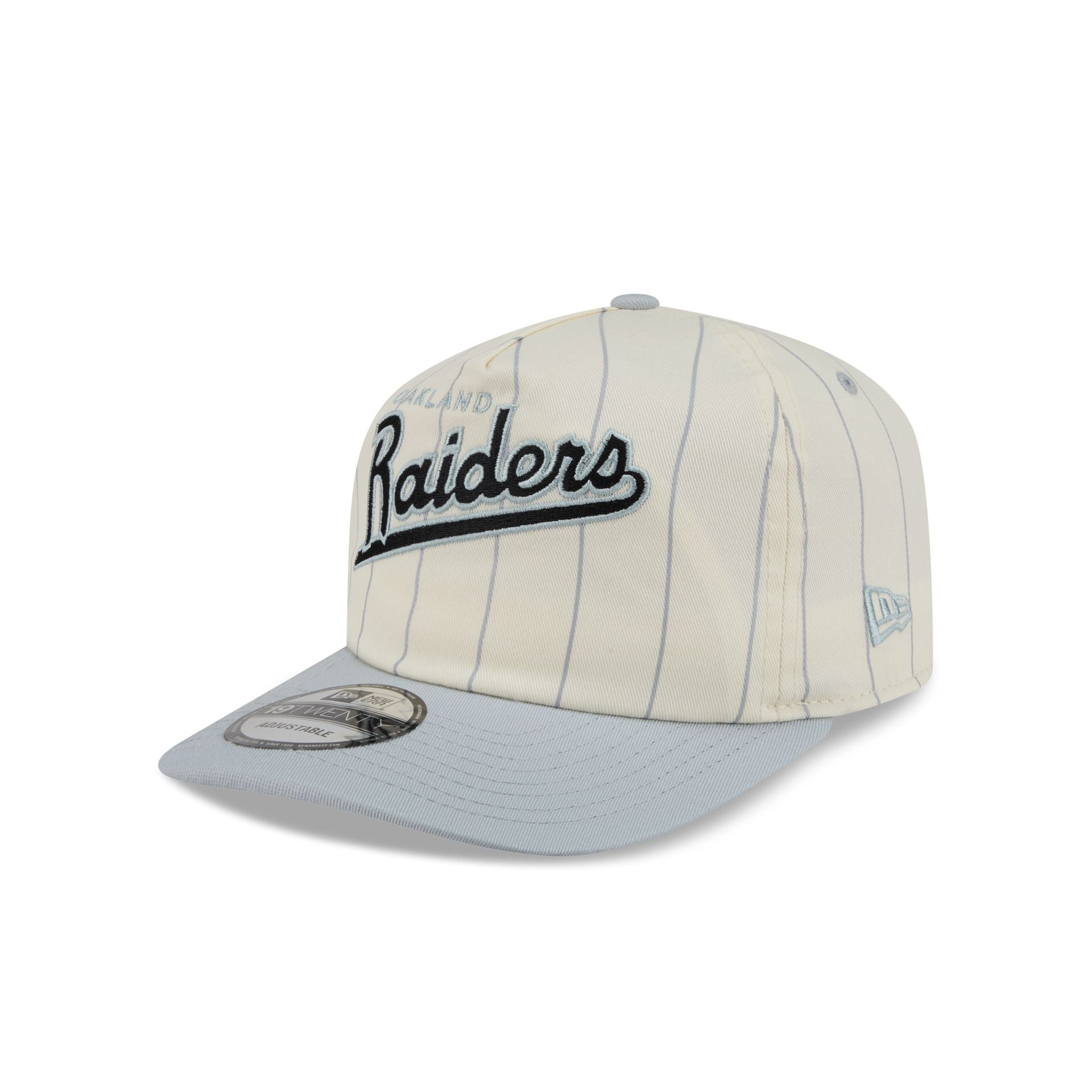 Las Vegas Raiders Chrome White Pinstripe 19TWENTY Snapback Hat