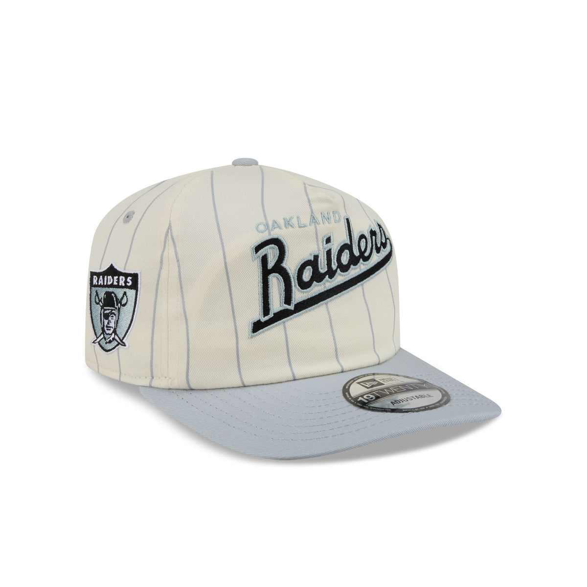 Las Vegas Raiders Chrome White Pinstripe 19TWENTY Snapback Hat