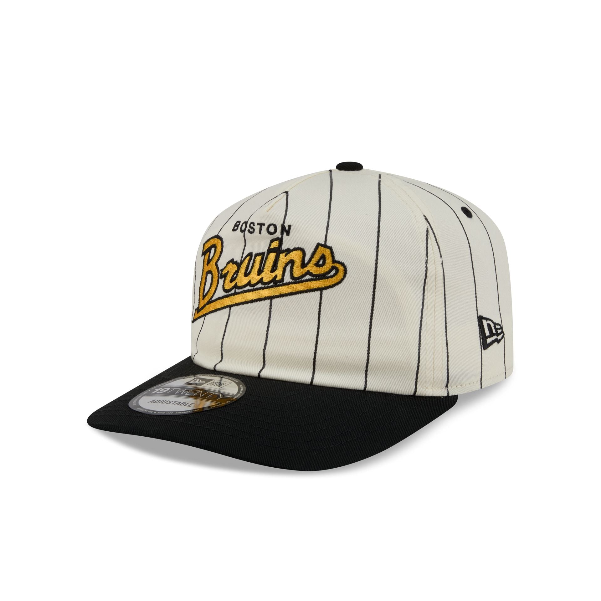 Boston Bruins Chrome White Pinstripe 19TWENTY Snapback Hat
