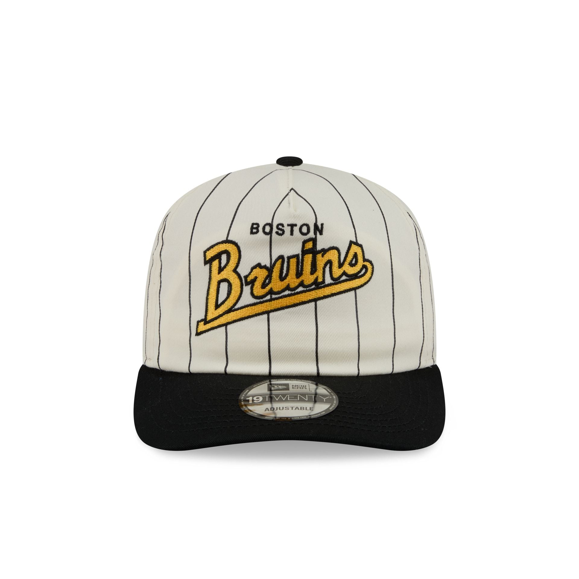 Boston Bruins Chrome White Pinstripe 19TWENTY Snapback Hat