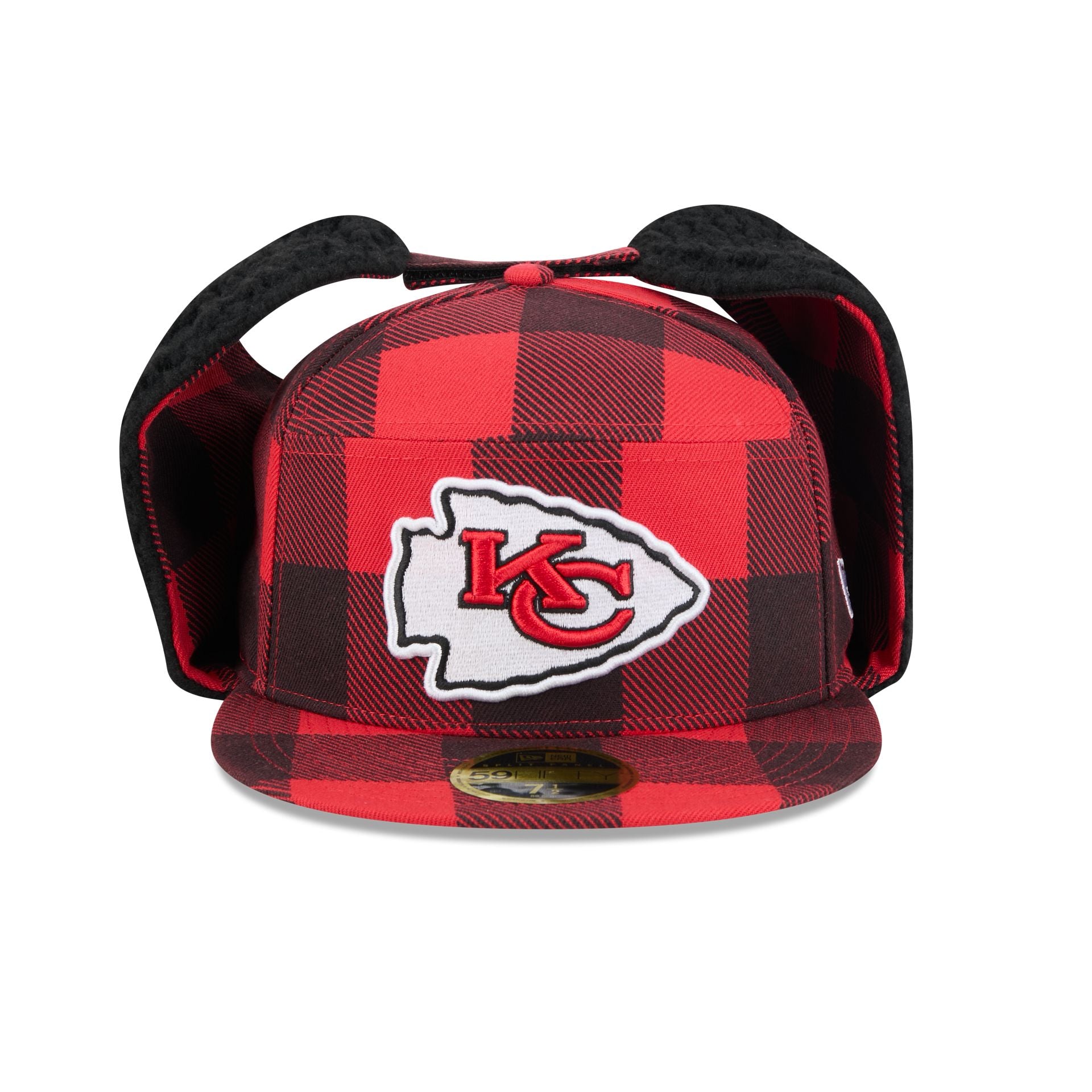 Kansas City Chiefs Plaid Split Panel Dog Ear 59FIFTY Fitted Hat